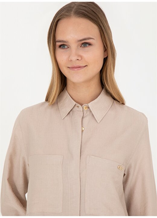 U.S. Polo Assn. Gömlek Yaka Kum Diz Üstü Kadın Elbise SIHOP 2