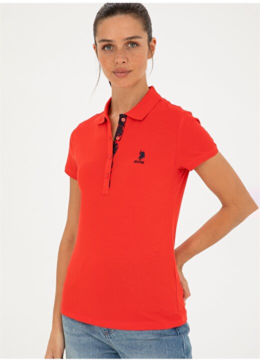 U.S. Polo Assn. Kırmızı Kadın Slim Fit Polo T-Shirt TP0124 3