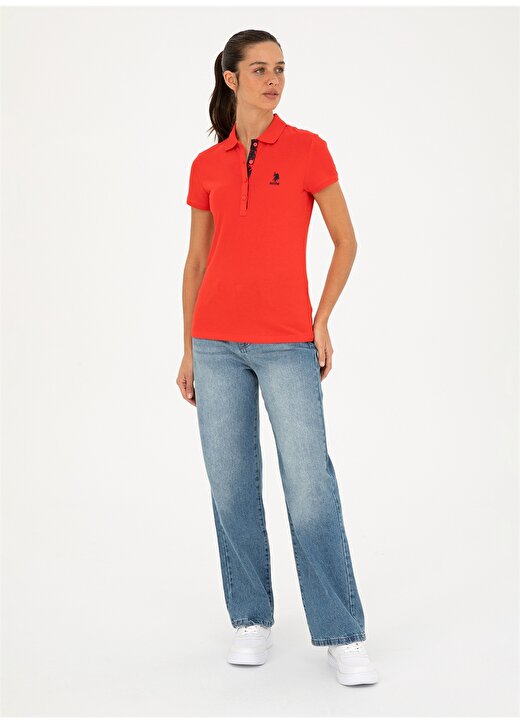 U.S. Polo Assn. Kırmızı Kadın Slim Fit Polo T-Shirt TP0124 4
