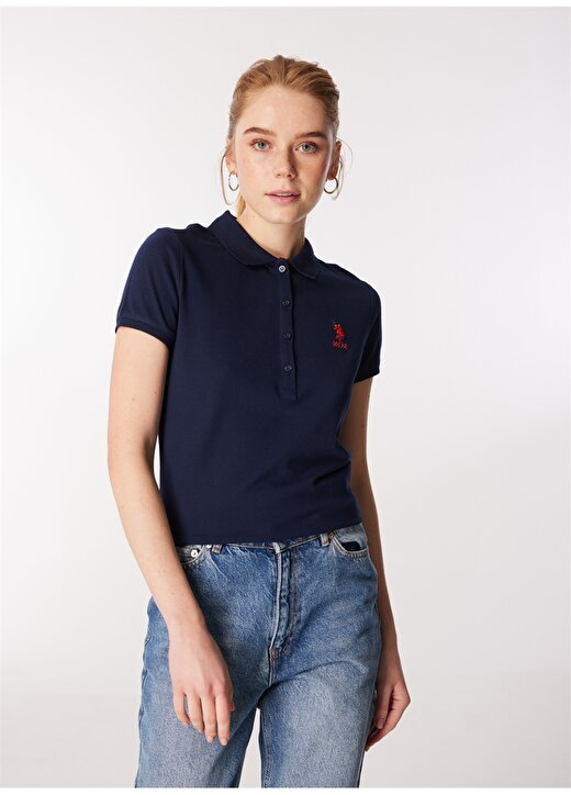U.S. Polo Assn. Lacivert Kadın Slim Fit Polo T-Shirt TP0124 3