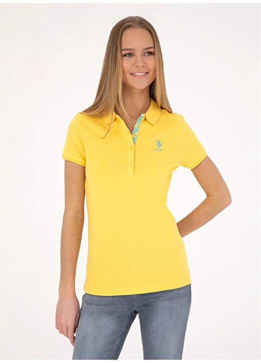U.S. Polo Assn. Sarı Kadın Slim Fit Polo T-Shirt TP0124 2
