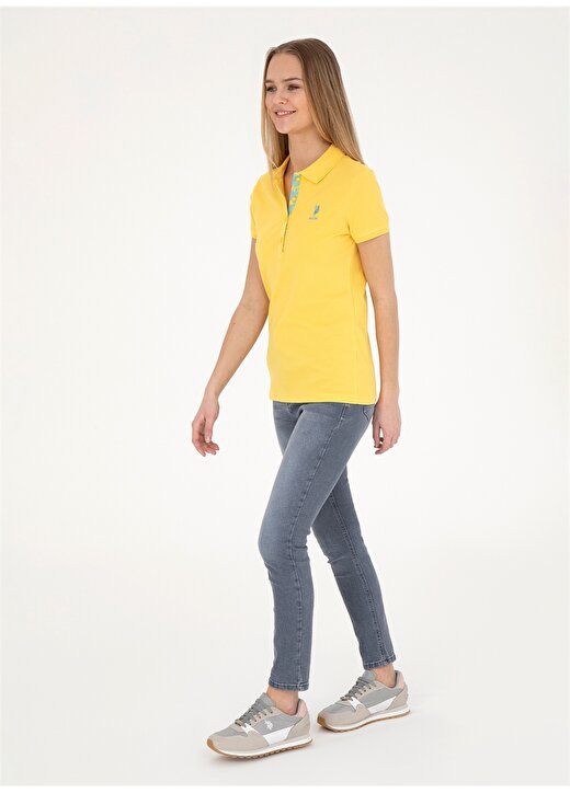 U.S. Polo Assn. Sarı Kadın Slim Fit Polo T-Shirt TP0124 4