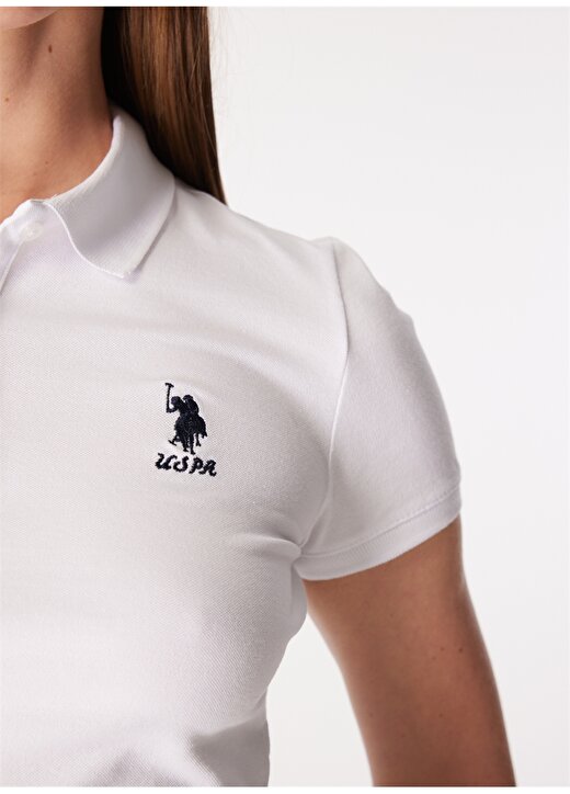 U.S. Polo Assn. Beyaz Kadın Slim Fit Polo T-Shirt TP0124 4