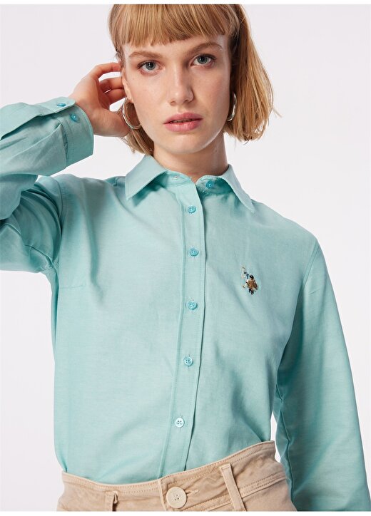 U.S. Polo Assn. Slim Fit Gömlek Yaka Mint Kadın Gömlek WOXCOLOR024Y 1