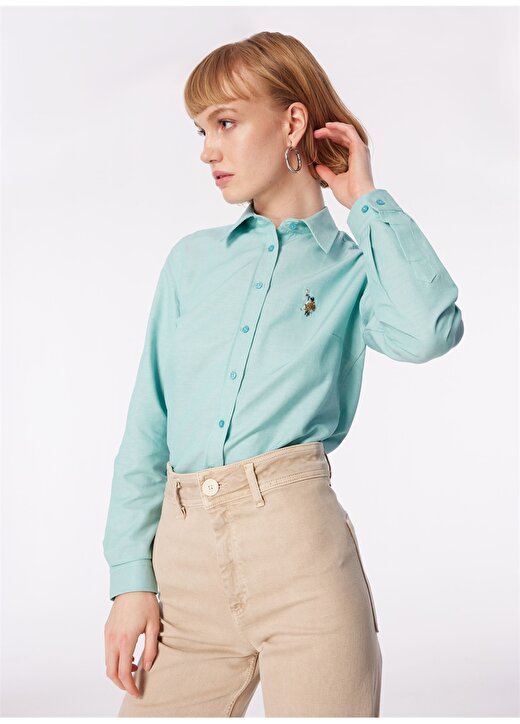 U.S. Polo Assn. Slim Fit Gömlek Yaka Mint Kadın Gömlek WOXCOLOR024Y 3