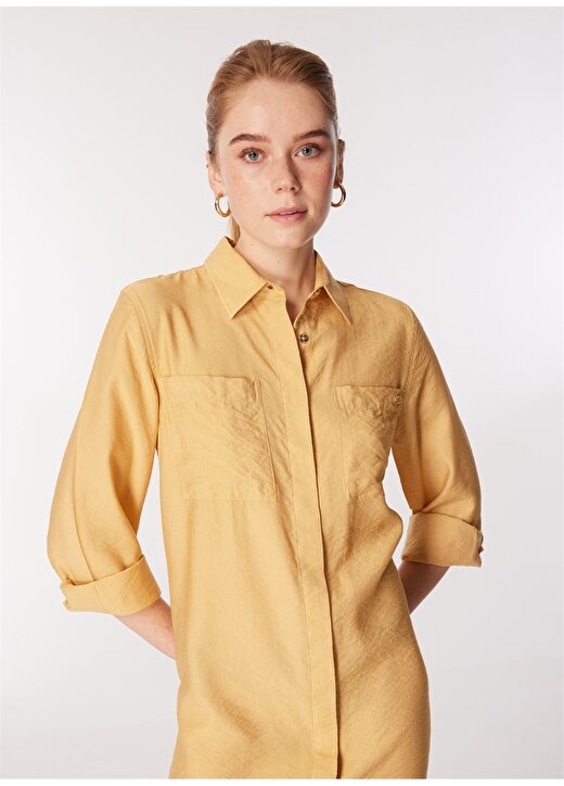 U.S. Polo Assn. Gömlek Yaka Safran Diz Üstü Kadın Elbise SIHOP 2