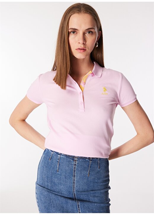 U.S. Polo Assn. Pembe Kadın Slim Fit Polo T-Shirt TP0124 3