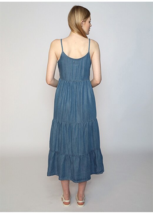 Lee Cooper Kare Yaka Düz Açık Mavi Uzun Kadın Elbise 242 LCF 144002 NICOLE CAMPARI BLUE 3