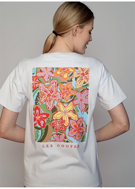 Lee Cooper O Yaka Baskılı Beyaz Kadın T-Shirt 242 LCF 242009 TINA BEYAZ 4
