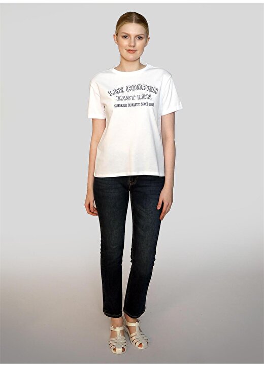 Lee Cooper O Yaka Baskılı Beyaz Kadın T-Shirt 242 LCF 242019 COSEP BEYAZ 1