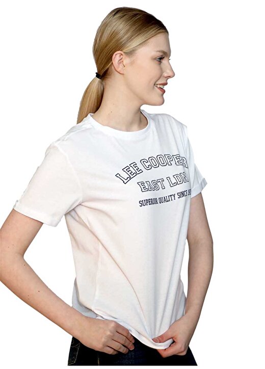 Lee Cooper O Yaka Baskılı Beyaz Kadın T-Shirt 242 LCF 242019 COSEP BEYAZ 3
