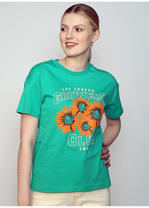 Lee Cooper O Yaka Baskılı Yeşil Kadın T-Shirt 242 LCF 242003 KAYLE YEŞİL 2