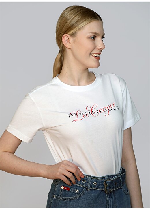 Lee Cooper O Yaka Baskılı Beyaz Kadın T-Shirt 242 LCF 242007 WILD BEYAZ 3