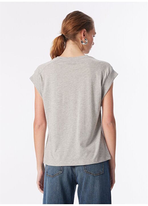 Lee Cooper O Yaka Düz Gri Melanj Kadın T-Shirt 242 LCF 242014 LOSEA GRİ MELANJ 4