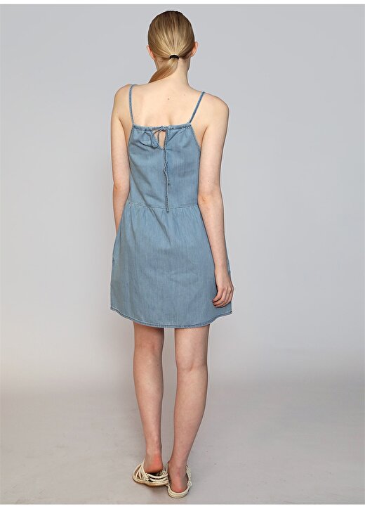 Lee Cooper Kare Yaka Düz Mavi Diz Üstü Kadın Elbise 242 LCF 144004 MARDY DENIM 3