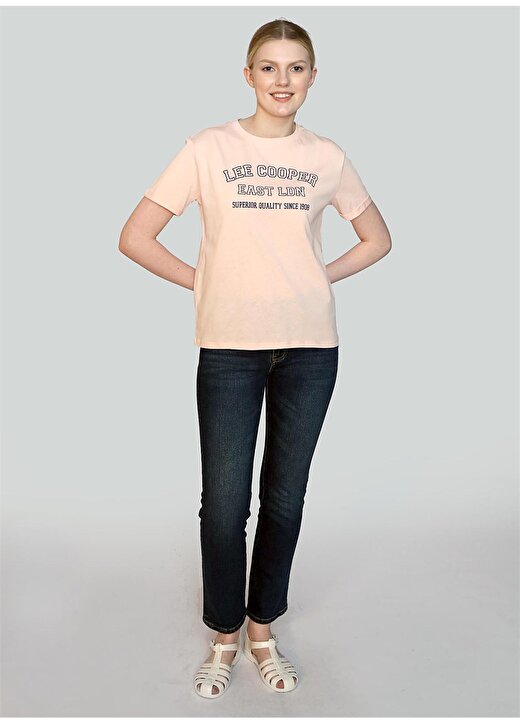Lee Cooper O Yaka Baskılı Pudra Kadın T-Shirt 242 LCF 242019 COSEP PUDRA 1