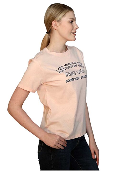 Lee Cooper O Yaka Baskılı Pudra Kadın T-Shirt 242 LCF 242019 COSEP PUDRA 3