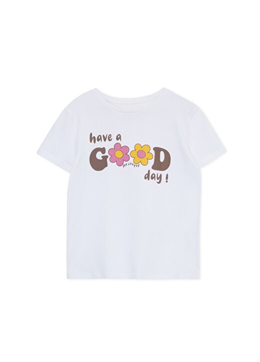Lee Cooper Baskılı Beyaz Kız Çocuk T-Shirt 242 LCG 242005 LINDASE BEYAZ 1