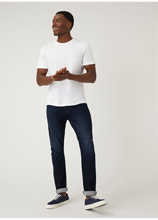 Marks & Spencer Bisiklet Yaka Düz Beyaz Erkek T-Shirt 5380M 2