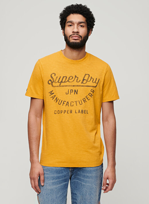 Superdry Bisiklet Yaka Baskılı Sarı Erkek T-Shirt M1011905A2AO_COPPER LABEL SCRIPT TE 2