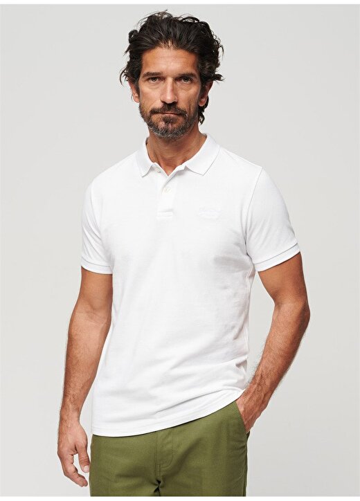 Superdry Düz Beyaz Erkek Polo T-Shirt M1110343A01C_CLASSIC PIQUE POLO 2