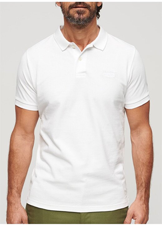 Superdry Düz Beyaz Erkek Polo T-Shirt M1110343A01C_CLASSIC PIQUE POLO 4