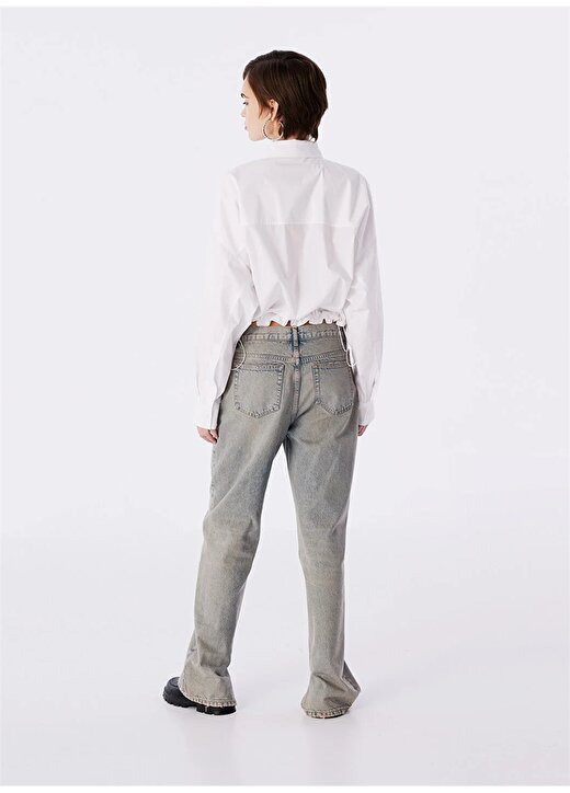 Twist Oversized Gömlek Yaka Beyaz Kadın Gömlek TS1240025149002 4