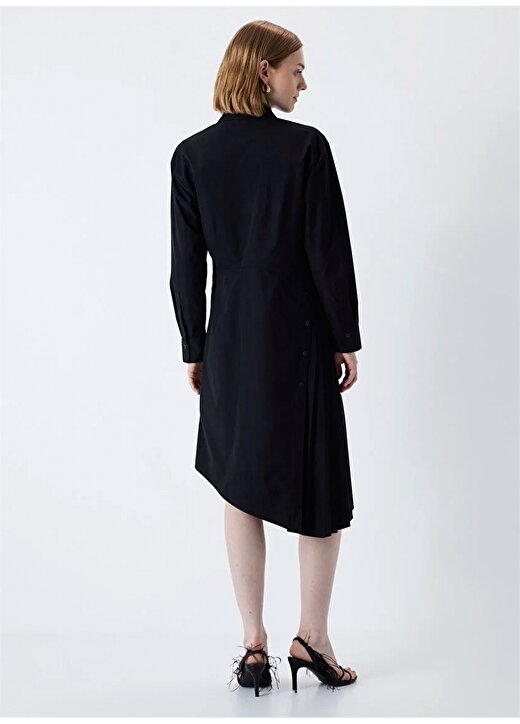 İpekyol Gömlek Yaka Siyah Diz Üstü Kadın Elbise IS1240002208001 4
