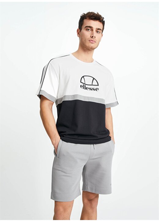 Ellesse Siyah - Gri - Beyaz Erkek Bisiklet Yaka T-Shirt EM131-WT 2