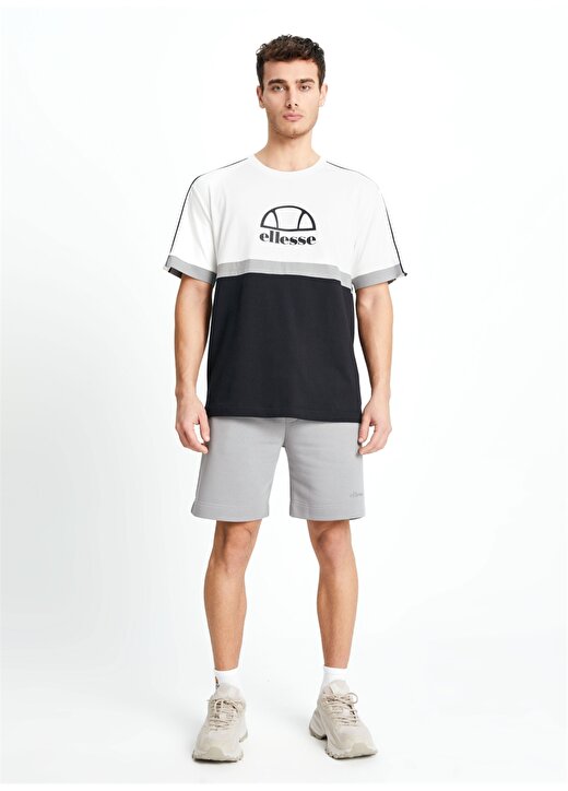Ellesse Siyah - Gri - Beyaz Erkek Bisiklet Yaka T-Shirt EM131-WT 4