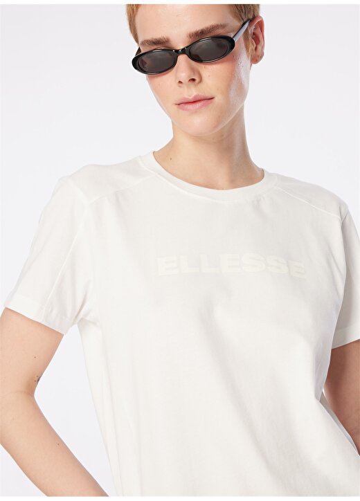 Ellesse Kırık Beyaz Kadın Bisiklet Yaka Standart Fit T-Shirt EF156-OF 1