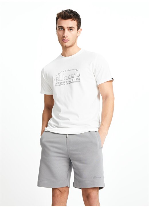 Ellesse Kırık Beyaz Erkek Bisiklet Yaka T-Shirt EM181-OF 4