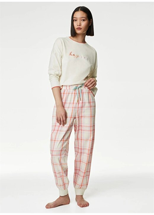 Marks & Spencer Düz Fildişi Kadın Pijama Takımı 1445J 1