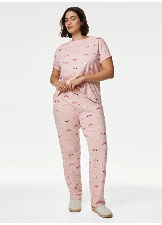 Marks & Spencer Düz Açık Pembe Kadın Pijama Takımı 4578F 1
