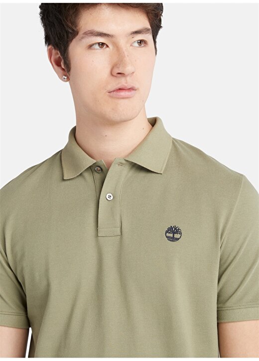 Timberland Haki Erkek Dik Yaka Polo T-Shirt TB0A26N45901_Pique Sleeve Polo 3