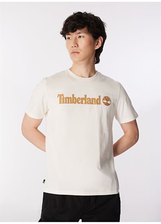 Timberland Beyaz Erkek Bisiklet Yaka Standart Fit Baskılı T-Shirt TB0A5UPQCM91_Short Sleeve Tee 3