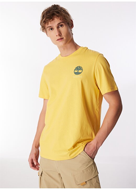 Timberland Sarı Erkek Bisiklet Yaka Normal Kalıp Baskılı T-Shirt TB0A5UDYEG41_Short Sleeve Tee 1