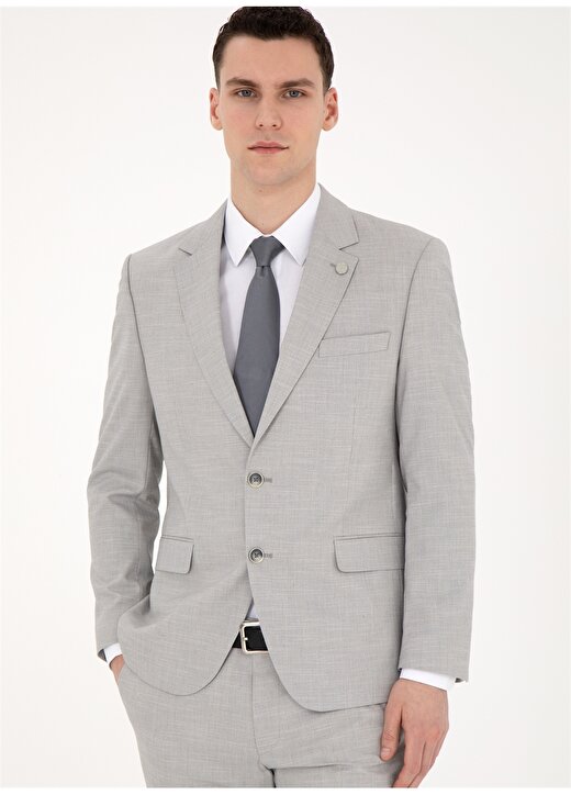 Pierre Cardin Normal Bel Slim Fit Gri Erkek Takım Elbise E19341/ST 2