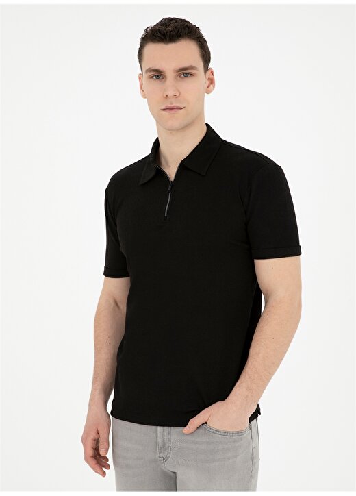 Pierre Cardin Jakarlı Siyah Erkek Polo T-Shirt TISSEL 3