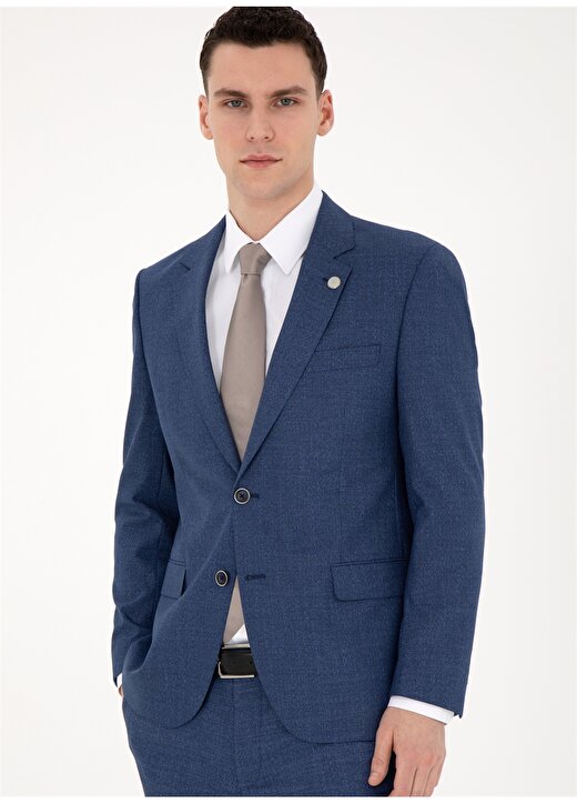Pierre Cardin Normal Bel Slim Fit Koyu Mavi Erkek Takım Elbise E19341/ST 2