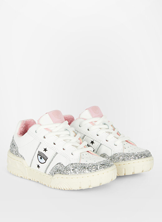 Chiara Ferragni Beyaz - Pembe - Gümüş Kız Çocuk Sneaker SNEAKERS CF1 WHITE-GLITTER SILVER 1