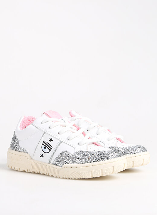 Chiara Ferragni Beyaz - Pembe - Gümüş Kız Çocuk Sneaker SNEAKERS CF1 WHITE-GLITTER SILVER 3