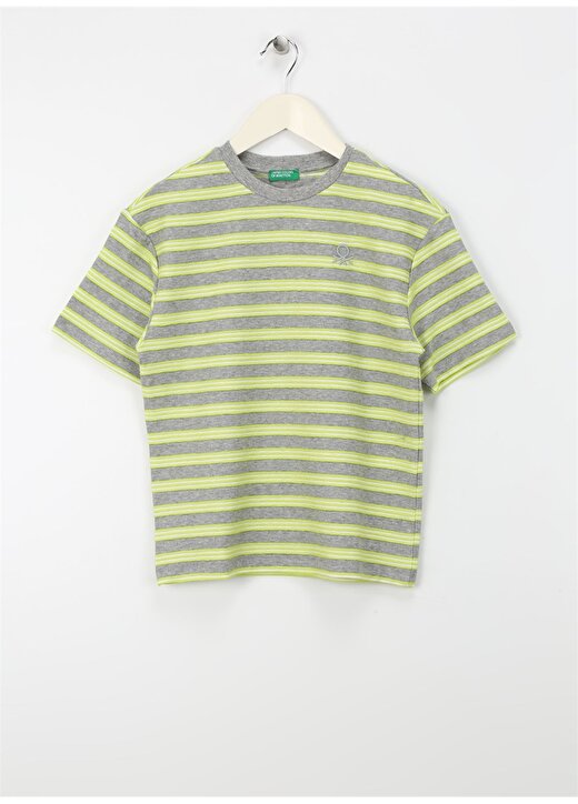 Benetton Gri - Sarı Erkek T-Shirt 33ZLC10HK 1