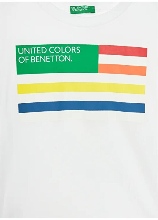 Benetton Beyaz Erkek T-Shirt 3I1XC10H3 2