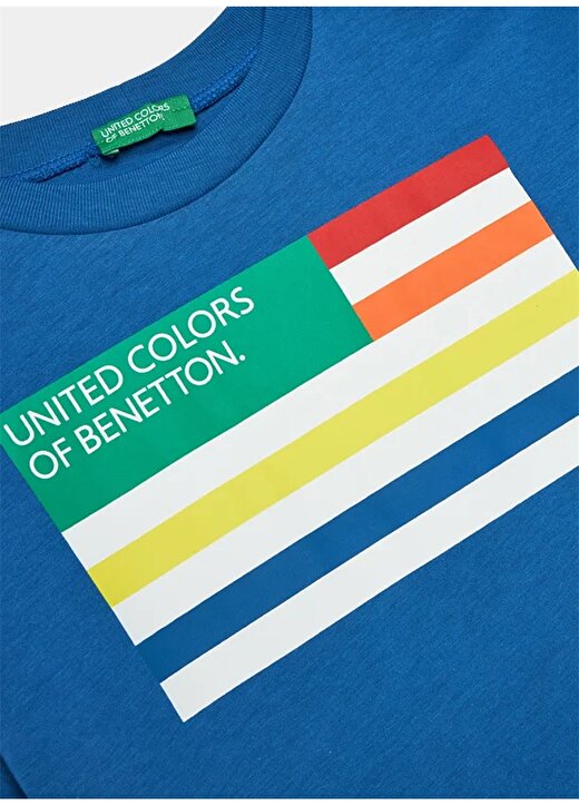 Benetton Mavi Erkek T-Shirt 3I1XC10H3 2