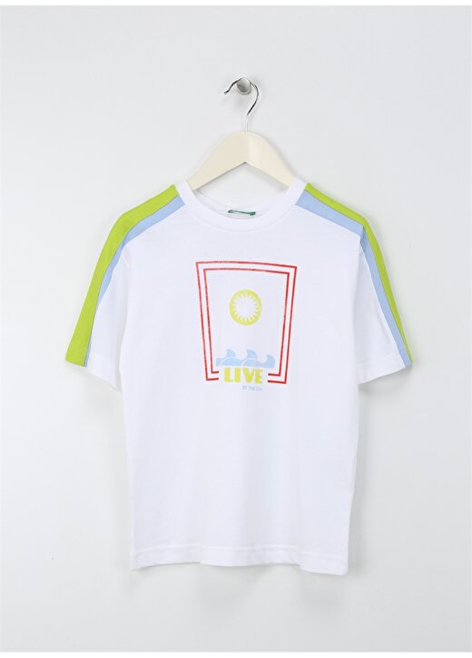 Benetton Beyaz Erkek T-Shirt 3I1XC10J0 1