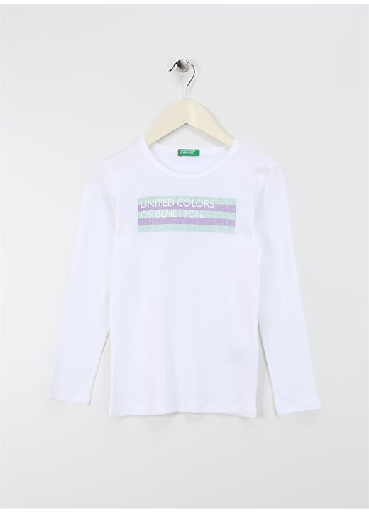 Benetton Beyaz Kız Çocuk T-Shirt 3I9WC10HA 1
