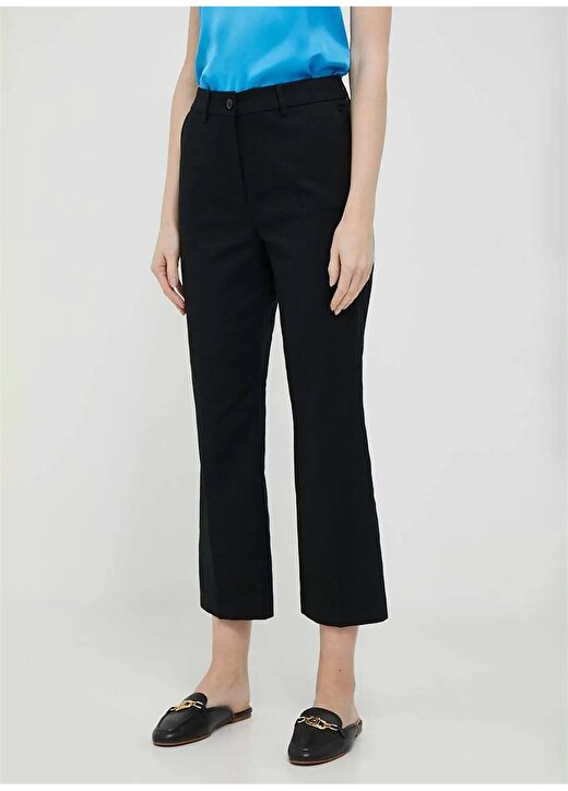Sisley Yüksek Bel Slim Fit Siyah Kadın Pantolon 4IULLF02Y 1