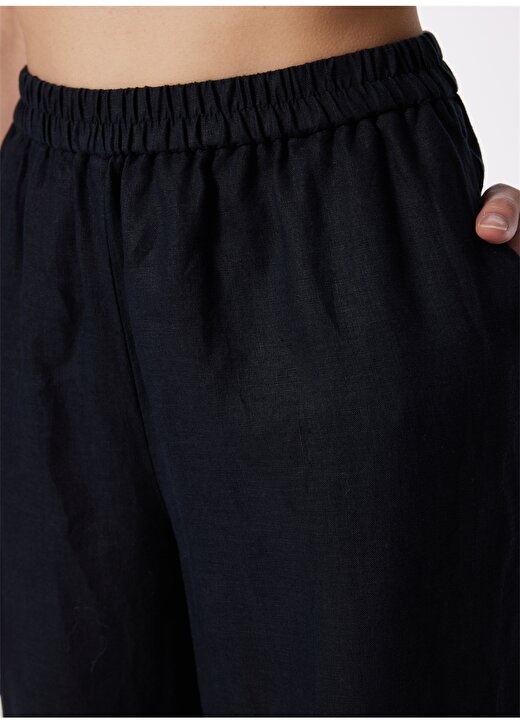 Sisley Yüksek Bel Geniş Fit Siyah Kadın Pantolon 4AGHLF03U 4