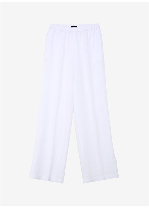 Sisley Beyaz Kadın Yüksek Belli Geniş Fit Keten Pantolon 4AGHLF03U 1